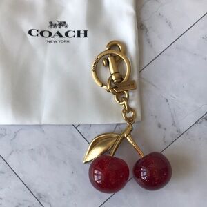 Coach Gold and Red Cherry Key Holder